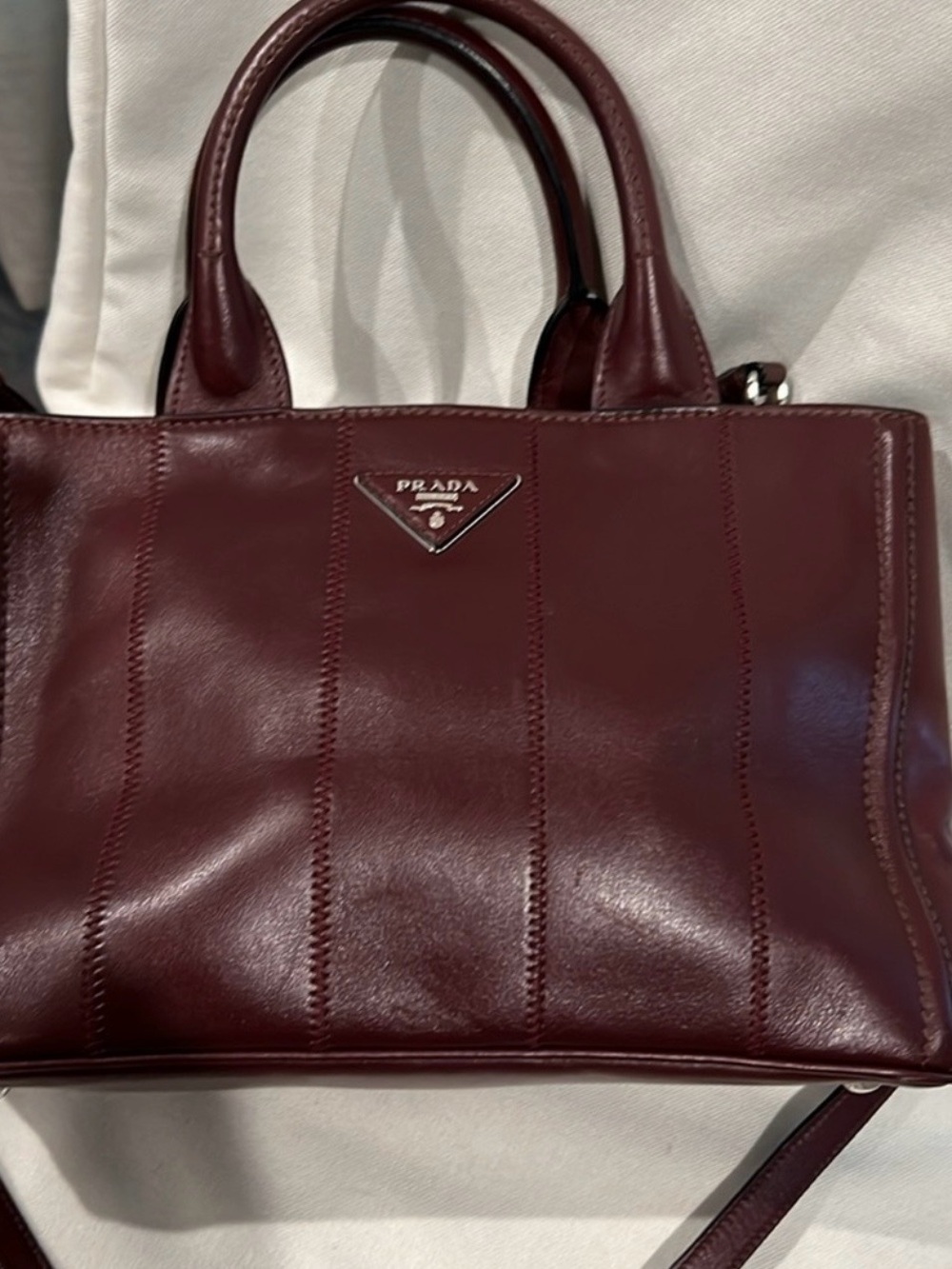 Prada Burgundy Leather Top-Handle Satchel
